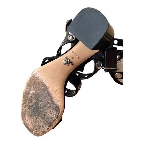 Prada Leather and Silver Ring Heeled Sandals Size 40 - Picture 8 of 9